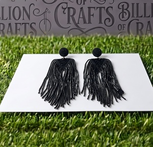 Pendientes de Borla Billion Crafts para Mujer, Estilo Bohemia de Lujo, con Cuentas de Cristal y Flecos, Joyería de Moda para Uso Diario, Dorado y Rojo - Product Image 4