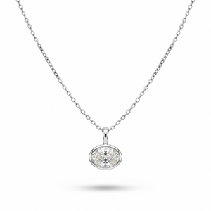 Pendentif solitaire minimaliste serti clos avec diamant de laboratoire ovale 9x7mm, couleur E, pureté VVS2, 2 carats, certifié IGI – Cadeau d'anniversaire - Product Image 2