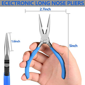 Alicates de punta de aguja de mandíbula dentada Alicates de Punta larga de 5 pulgadas para doblar alambre Acero de alto carbono - Product Image 2