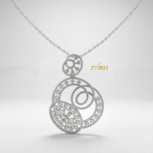 Pendentif triple cercle en diamant en argent sterling or rose, chaîne de luxe moderne, cadeau pour femme pour anniversaire de mariage ou fête - Product Image 3