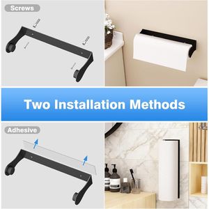 Portarotolo da Parete Nero Adesivo per Cucina e Bagno, Design Salvaspazio per Uso Domestico - Product Image 4