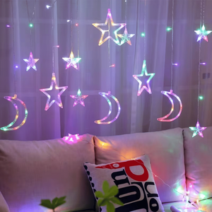 Catena Luminosa LED Multicolore 11,5 Piedi con Effetto Cielo Stellato e Luna per Decorazione Domestica, Uso Interno ed Esterno - Product Image 1