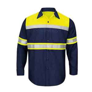 Polo réfléchissant haute visibilité rose et bleu marine, vêtements de travail pour hommes, chemise réfléchissante, chemise à bandes réfléchissantes - Product Image 1