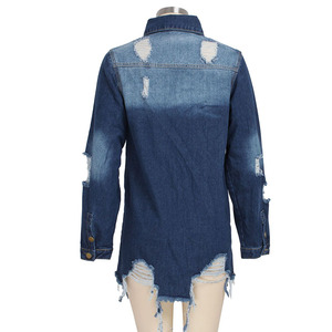 Fashion Women Ladies Casual Spring Autumn Ripped Stretch <b>Denim</b> <b>Jacket</b> Jeans Coat - Product Image 4