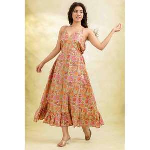 ชุดเดรสยาวผ้าฝ้ายพิมพ์ลายสำหรับผู้หญิง ชุดเดรสแม็กซี่ฤดูร้อนน้ำหนักเบา สไตล์ลำลองสบายๆ - Product Image 1