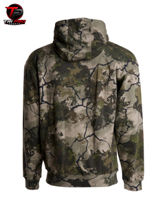 Sudadera con capucha de forro polar para hombre, de camuflaje para exteriores con diseño de ramas y madera, con cremallera completa, de peso pesado, táctica y ajustable - Product Image 2