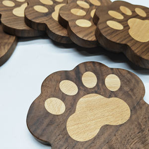 New Fashion Classic Style <b>Round</b> Walnut Wood Cup <b>Mat</b> Coasters 11.5x12.2x1.2cm Free Eco-Friendly Reusable Insulated Cute Stylish - Product Image 4