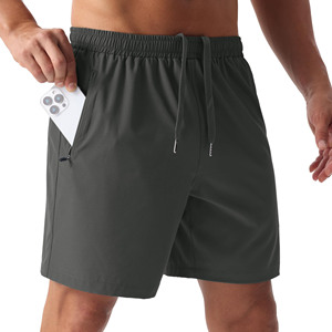 Short de course pour hommes, à usage quotidien, avec taille élastique, short de sport en polyester avec poches zippées, short de course - Product Image 3