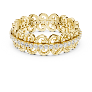 Anillo de Eternidad con Patrón de Espiral en Oro Amarillo de Lujo para Mujer, Elegante Anillo de Moda - Product Image 2