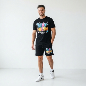 Conjuntos de Camiseta y Pantalones Cortos con Estampado Gráfico, Estilo Urbano, Unisex, Personalizados al por Mayor - Product Image 3