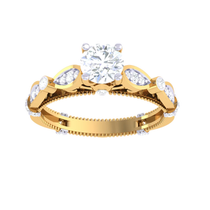 Anillo de Boda Vintage de Diamantes para Mujer, Oro de Alta Calidad, Diseño de Media Eternidad - Product Image 1