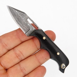 Couteau EDC à lame fixe en acier Damas forgé à la main, petit couteau à dépecer de 4 pouces avec étui, couteau de poche compact à lame fixe - Product Image 2