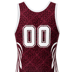 Men Burgundy White Sublimated Wrestling Singlet <b>Athletic</b> Polyester Sports Suit Performance Training Team Apparel - Product Image 5