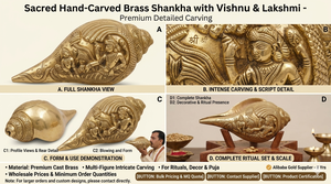 เปลือกหอยทองเหลืองชุบทองสไตล์อาร์ตเดคโควิษณุเปลือกหอยทำด้วยมือสไตล์ฮินดูบูชาตกแต่งบ้านและวิหาร - Product Image 4