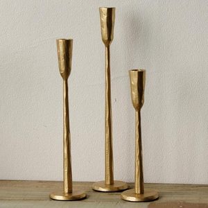 Ensemble de 3 chandeliers en fer doré, chandeliers en fer forgé lourd, support décoratif pour bougies, chandelier vintage - Product Image 1