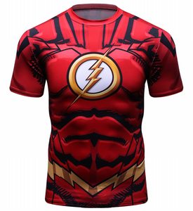 Camiseta de Compresión Deportiva Unisex Roja de Manga Larga, Secado Rápido, Transpirable, Estampada, de Poliéster/Nailon, Disfraz de Superhéroe para Adultos - Product Image 1