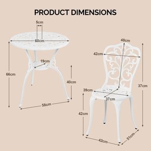Set Bistrot in Alluminio Pressofuso per Esterni, 3 Pezzi, Resistente alle Intemperie, con Tavolo e Sedie per Giardino e Patio - Product Image 5