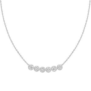Collar de Oro Rosa con Diamantes en Forma de Arco, Corte Brillante Redondo, Colgante Minimalista de 6 Piedras, Joyería para Uso Diario de Mujer - Product Image 4