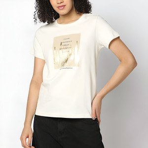 เสื้อยืดคอกลมผู้หญิงลายธรรมชาติทรงปกติ แขนสั้น ผ้าคอตตอนเจอร์ซีย์ สวมใส่สบายๆ สำหรับฤดูใบไม้ผลิและฤดูร้อน ปี 2026 รุ่นที่ดีที่สุด - Product Image 1