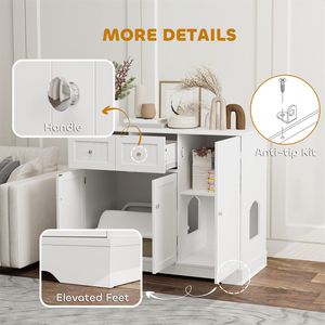Lettiera per Gatti Intelligente con Grande Capacità, Facile da Pulire, Stile Lussuoso per Soggiorno, in Legno e Materiale PP - Product Image 4