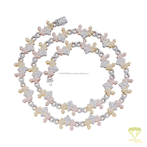 Collar con eslabones de flores en tono plateado brillante para mayoristas de joyería, importadores, distribuidores y comercio B2B mundial - Product Image 4