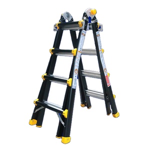 Escalera de extensión de aluminio plegable portátil 4x5 con ruedas Diseño moderno certificado EN131 para el hogar y el trabajo Multiusos - Product Image 1