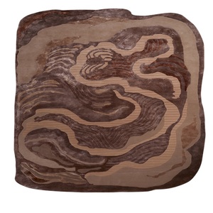 พรมอินเดียลายซินนามอน ทัฟท์ด้วยมือ ลายโมเดิร์นแบบนามธรรม ขนสูง ด้านหลังทำจากยางลาเท็กซ์ กันลื่น หนา สีเบจ-น้ำตาล ทำจากขนแกะนิวซีแลนด์ หนา 0.6-1 นิ้ว - Product Image 1