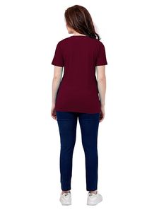 Camiseta de Maternidad para Mujer, Color Sólido, Cuello Redondo, Manga Corta, Corte Regular, Informal, de Algodón Jersey, para Todas las Temporadas - Product Image 3