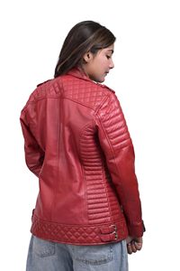 Veste en cuir pour femme OEM/ODM personnalisable en couleur et design avec tissu réfléchissant - Product Image 3
