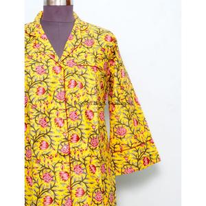 Chemise Kimono Bohème Mi-Longue pour Femme Indienne, en Coton Élégant, Vêtement de Nuit avec Ceinture à Nouer et Boutons Décoratifs, Coupe Ample et Confortable - Product Image 2