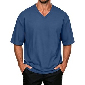Chemise décontractée à col en V pour homme, manches courtes, t-shirt basique uni, vêtement d'été, mode quotidienne - Product Image 5