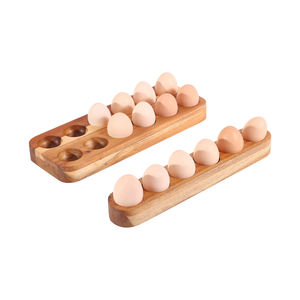 Ensemble de supports à œufs en bois avec 10 emplacements pour le rangement et la présentation, utilisation en cuisine, taille/style personnalisable, respectueux de l'environnement, compatible lave-vaisselle et congélateur - Product Image 1
