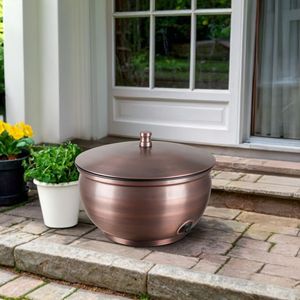 Elegante Contenedor de Almacenamiento para Manguera de Jardín en Bronce Oscuro con Tapa, Organizador de Agua para Patio - Product Image 5