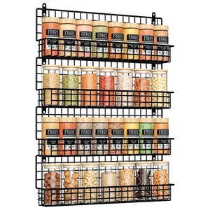 Multi Tier Wall Mounted Black Metal Spice Organizer Ideal For <b>Kitchen</b> Essentials And Condiment <b>Storage</b> Wholesale From India - Product Image 6