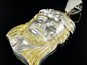 Pendentif Tête de Jésus, Pendentif Hip Hop, Pendentif en Argent 925 Plaqué Or, Pendentif de Foi Chrétienne, Bijou Religieux, Pendentif Bling pour Rappeur - Product Image 5