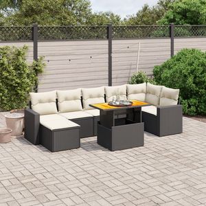 Conjunto de Sofás de Jardín en Negro y Blanco Crema - Product Image 1