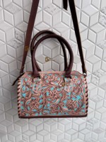 Tas Selempang Kulit Ukiran Tangan Kustom Grosir, Tas Gypsy Boho Buatan Tangan, Tas Batu Warna Turquoise Gaya Barat