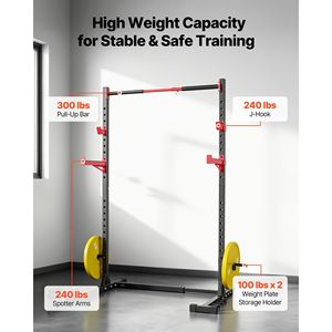 Rack de Squat Multifonctionnel pour la Maison avec Cage de Musculation, 6 Bandes de Résistance et Ajustement de Largeur – Équipement d'Entraînement de Force - Product Image 4