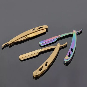 Navaja de Afeitar Profesional Plegable para Hombre, Mango de Acero, Hoja de Acero Inoxidable, Opción de Logotipo Personalizado para Barbería - Product Image 3