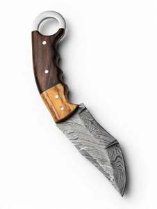 Outil utilitaire artisanal en acier de Damas avec poignée en anneau de précision et manche en bois bicolore - Product Image 5