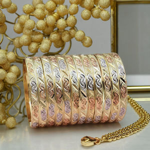 กำไลข้อมือชุบทอง 3 สี ขายส่ง, กำไลข้อมือทองหลากสี, เครื่องประดับแฟชั่น, ชุดกำไลข้อมือ 3 สี, ชุดกำไลข้อมือสามสี - Product Image 5