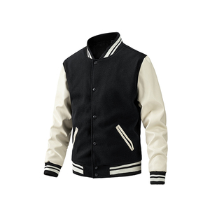 Chaqueta Varsity Personalizada al por Mayor para Hombre, Mezcla de Lana, Mangas de Cuero Genuino, Chaqueta Universitaria Estilo Bomber Vintage WVJ-0047C - Product Image 3