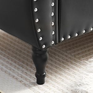 Panca rettangolare imbottita in PU da 63 pollici, con coperchio ribaltabile, ottoman da ingresso con cerniera di sicurezza, contenitore, trapuntatura a N bottoni, set divano per camera da letto - Product Image 4
