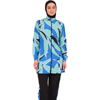 Nouvelle Collection OEM – Burkini Modeste pour Femme, Maillot de Bain Sportif Islamique 2 Pièces à Manches Longues et Coupe Haute, Grande Taille avec Imprimé Frontal