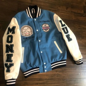 Custom Logo OEM Service Front High Quality Autumn Men's Slim Stand Collar Formal Baseball Varsity Hooded <b>Thick</b> <b>Fleece</b> <b>Jacket</b> - Product Image 5