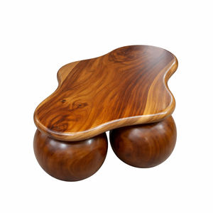 Elegante Mesa de Centro Moderna de Madera Maciza de Suar con Cuatro Patas Esféricas, Artesanía Superior, Acabado Liso, Ideal para Espacios de Vivienda en Villas y Resorts - Product Image 2