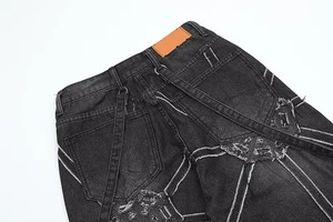 Jeans de Diseñador Personalizados para Hombre, Estilo Telaraña, Corte Recto, Lavado Medio, para Otoño e Invierno - Product Image 6