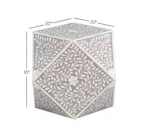 Table à tiroirs en os incrusté de la marque ILAHI, design moderne, détails en agate, rangement à trois niveaux, meuble portable pour la maison - Product Image 3