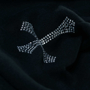 Custom Rhinestone Cross Zip Winter Digital Printing <b>Hoodie</b> Regular Fit <b>Gothic</b> Y2K Streetwear Heavyweight Cotton Fleece OEM - Product Image 2