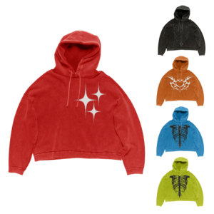 Sudadera con Capucha de Algodón con Lavado Ácido para Hombre, Talla Grande, Bordado Personalizado, Impresión Digital Premium, Teñido Liso, Ecológica - Product Image 1